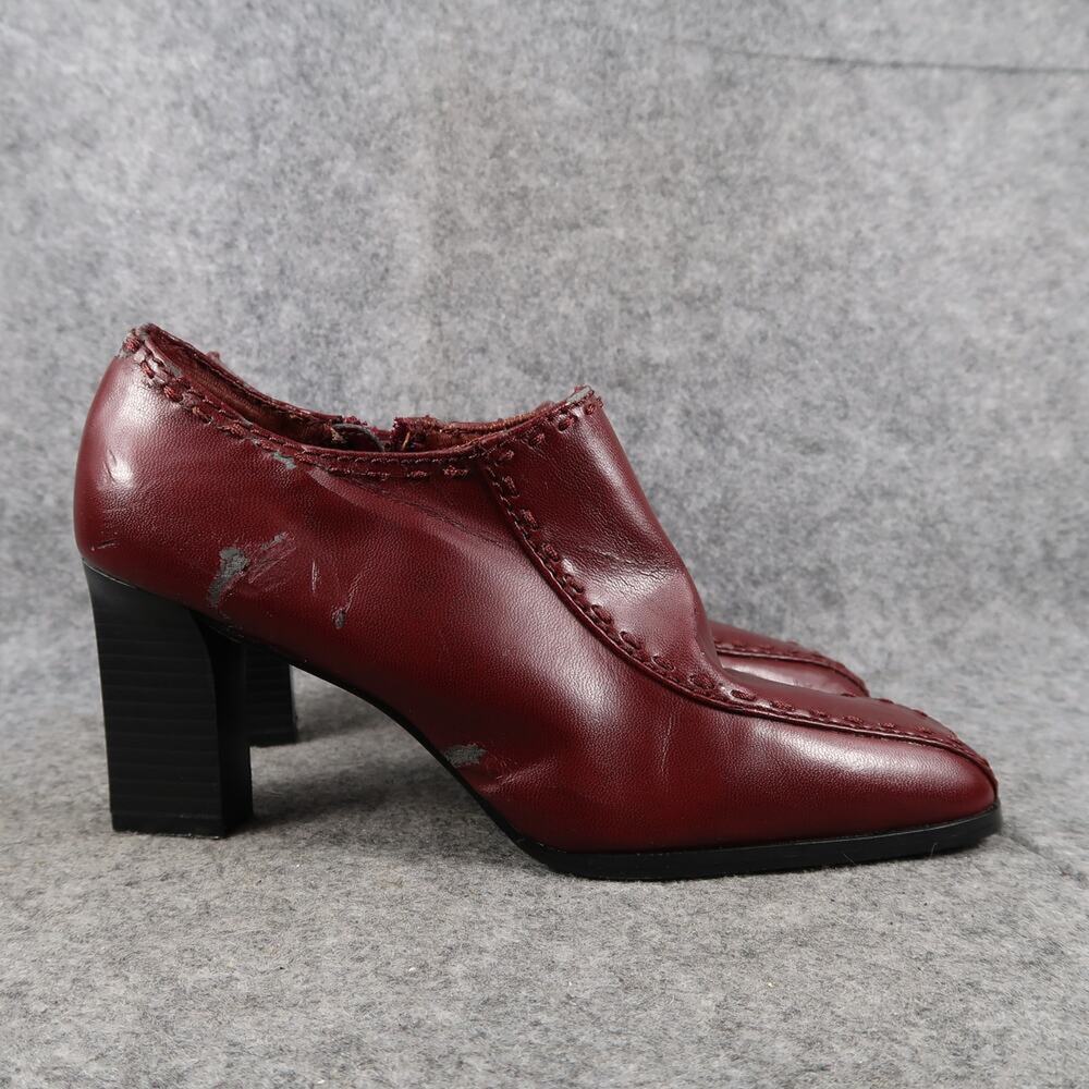 Apostrophe Shoes Womens 6 Booties Block Heel Fashion Low Whipstitch Red Retro